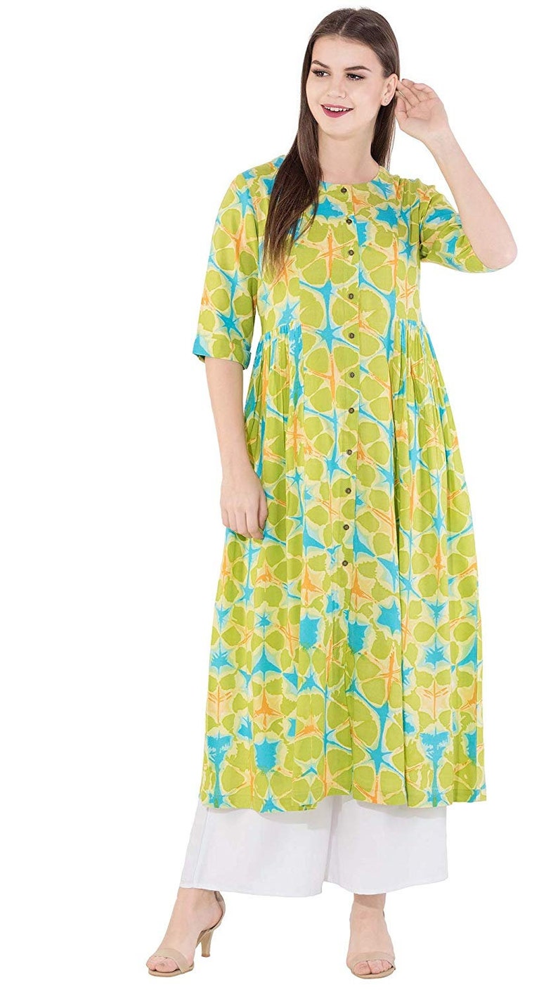 IMPEREALEXPORT Beautiful Elegant Rayon Flared Kurti For Women