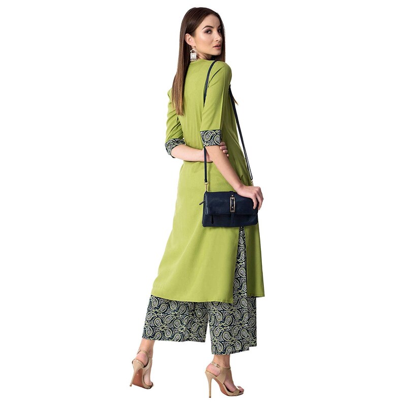 IMPEREALEXPORT Beautiful Elegant Rayon Straight Kurti With Palazzo For Women