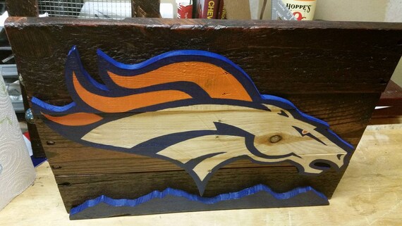 Denver Bronco Sign Made With Reclaimed Wood Etsy