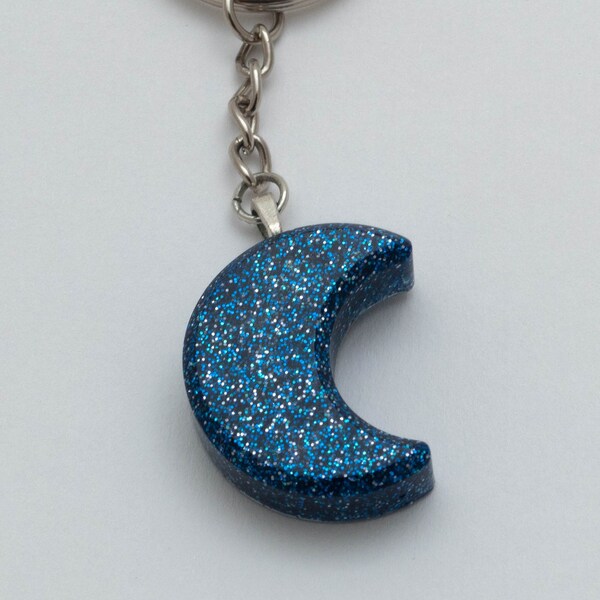 Midnight Glitter Luna Portachiavi uno di un tipo (pronto per la spedizione)