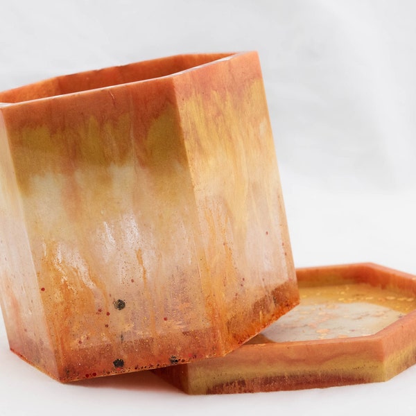 Halloween Candy Corn Plant Succulent Resin Holder and Base