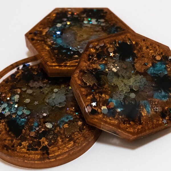 Bronzo Halloween Ragno Ragno e Pipistrello Coaster (Set di 3)