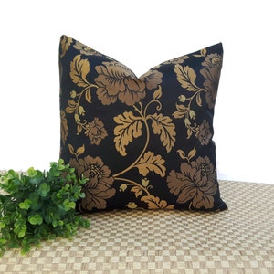 Black Gold Pillow / Covers 18x18(45x45) / Gold Floral/Satin Pillows / Euro sham Pillow / Accent Pillow,