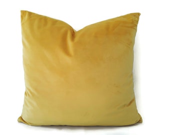 Yellow Velvet Pillow, Velvet Pillow ,Yellow Pillow , Designer Pillows, Yellow Throw Pillow, Soft Velvet Pillow, Herme Pillow Cover 18" x 18"