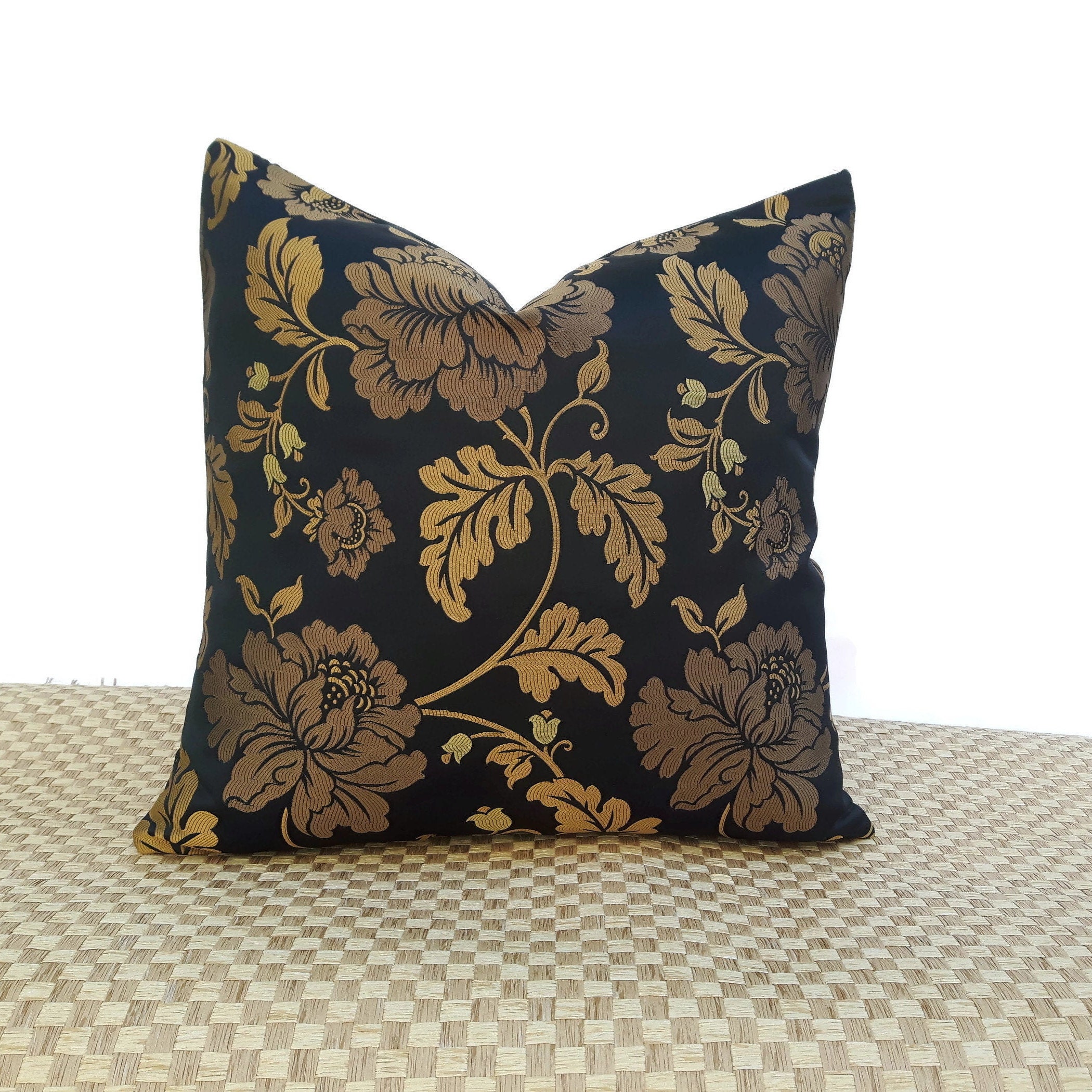 Black Gold Pillow / Covers 18x1845x45 / Gold Floral/satin Etsy UK