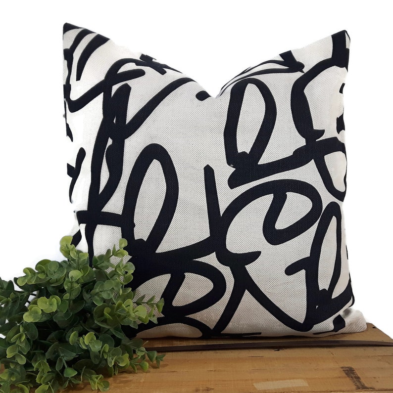 Pillow Black and Natural Gray Color/ Indoor Pillow/ Outdoor Pillow