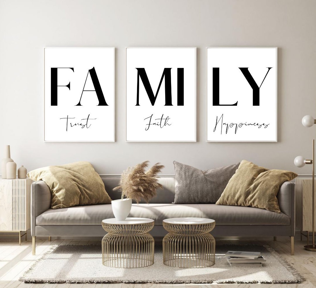 Set of 3 Family Prints // Wall art Home decor Modern art Etsy