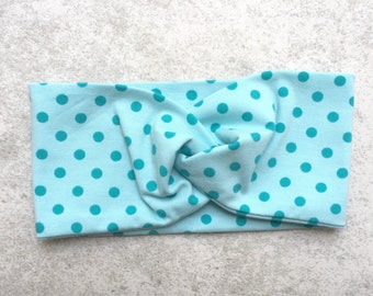 Haarband Knotenhaarband Stirnband Mädchen Babyhaarband Babystirnband Turbanhaarband Baby Damen Puppe Dots Tupfen mint türkis