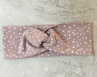 Haarband Knotenhaarband Stirnband Mädchen Babyhaarband Babystirnband Turbanhaarband Baby Damen Puppe Dots Tupfen Damen dusty rose