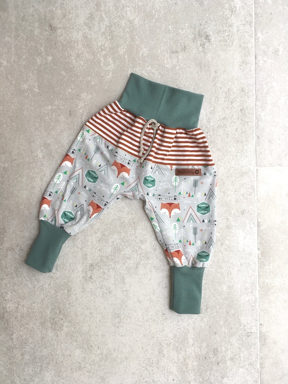 Pumphose Baby Gr 86 - 92 #Babyhose #Mitwachshose #Haremshose #Pumphose lang #Jogginghose #Fuchs #Jerseyhose #mint #rostrot #grün #grau