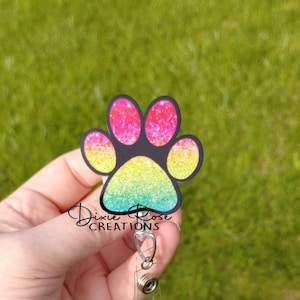 Paw Print Interchangeable Retractable Badge Reel