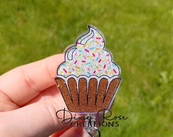 Sprinkle Cupcake Interchangeable Retractable Badge Reel
