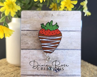 Chocolate Covered Strawberry Interchangeable Retractable Badge Reel