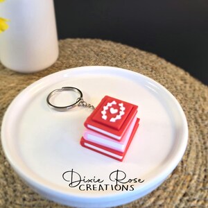 Mini Book Stack Keychain Fidget Clicker, 3D Printed PLA, Reader Gift
