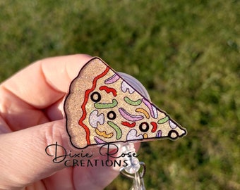 Pizza Slice Interchangeable Retractable Badge Reel