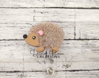 Funny Hedgehog Baby Cartoon Retractable Reel Chrome Metal Badge ID Card Holder Clip