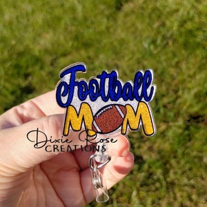 Football Mom Interchangeable Retractable Badge Reel