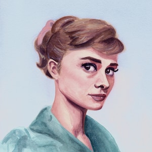 Elegância atemporal: impressão de retrato de Audrey Hepburn