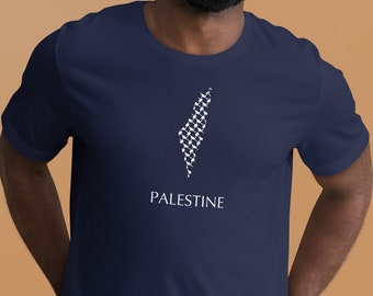 Palestine map t-shirt - Free Palestine - Palestinian Scarf Art - Kuffiyeh