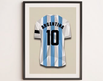 Argentina Soccer Jersey Poster - Printable Football Art - World Cup Champions - Low Poly Wall Art