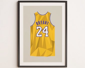 Kobe Bryant Jersey Wall Art - Low Poly - Basket Ball Poster - Digital Download - Instant Download
