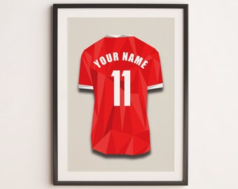 Customizable Liverpool Soccer Jersey - trikot - Instant Download - Football Wall Art Poster