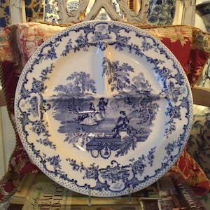 Ashworth Bros Hanley England Blue & White Divided Platter Circa 19th Century