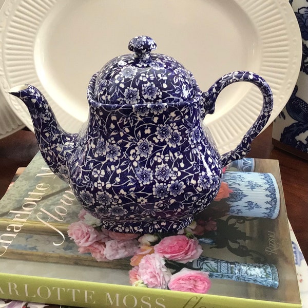 Queen’s Calico Blue Teapot, England