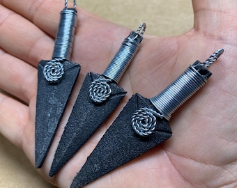 Iron point arrowheads wire wrapped pendant. powwow regalia Native American jewelry Necklace pendant hand crafted