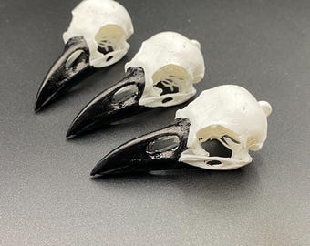 2” inch Resin Crow skull pendant. faux skull jewelry art. Taxidermy oddity fashion.