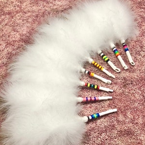 Custom order Sidedrop plumes. Powwow regalia Native American Hair piece. Jingle traditional dancer jewelry imitation eagle feather fluffs