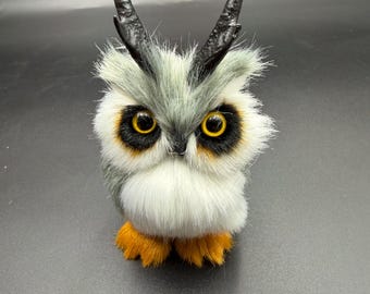 Jackalope Owl mini figurine. Taxidermy collectible counter shelf display toy animal.