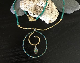 SOLD! Custom to Order Green Agate Scarab Beetle Necklace with Magnetic Clasp (18 3/4"). Price on demand
