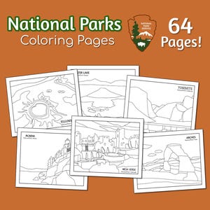 National Park Coloring Pages | 64 Pages | Instant Download | PDF File | 8.5&quot;x11&quot; Letter Size