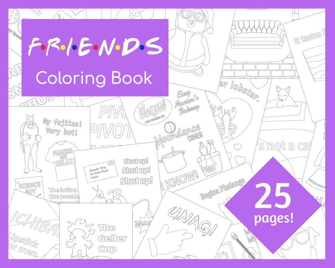 Friends Printable Coloring Book | 25 Coloring Pages | Instant Download ...