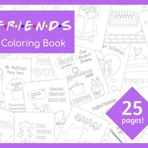 Friends Printable Coloring Book | 25 Coloring Pages | Instant Download | PDF File | 8.5&quot;x11&quot; and A4 Sizes Included