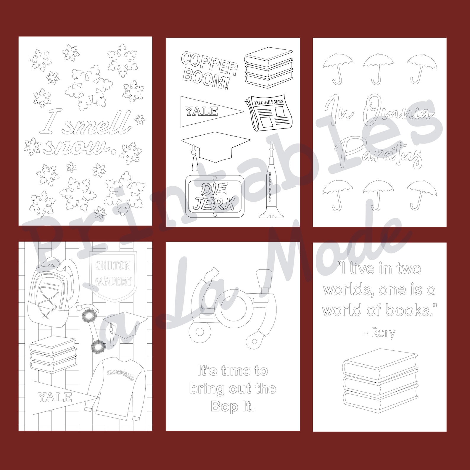 Gilmore Girls Printable Coloring Book 25 Coloring Pages | Etsy
