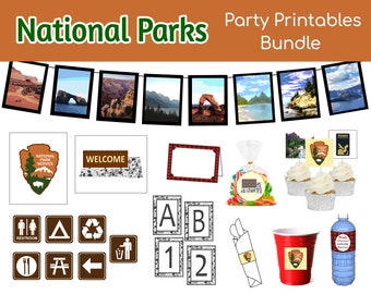 National Parks Party Pack Printables Bundle | Digital Files Only | Instant Download | 8.5" x 11" PDF Pages
