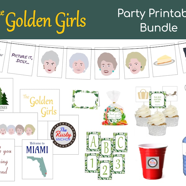 Golden Girls Party Pack Printables Bundle | Digital Files Only | Instant Download | 8.5" x 11" PDF Pages