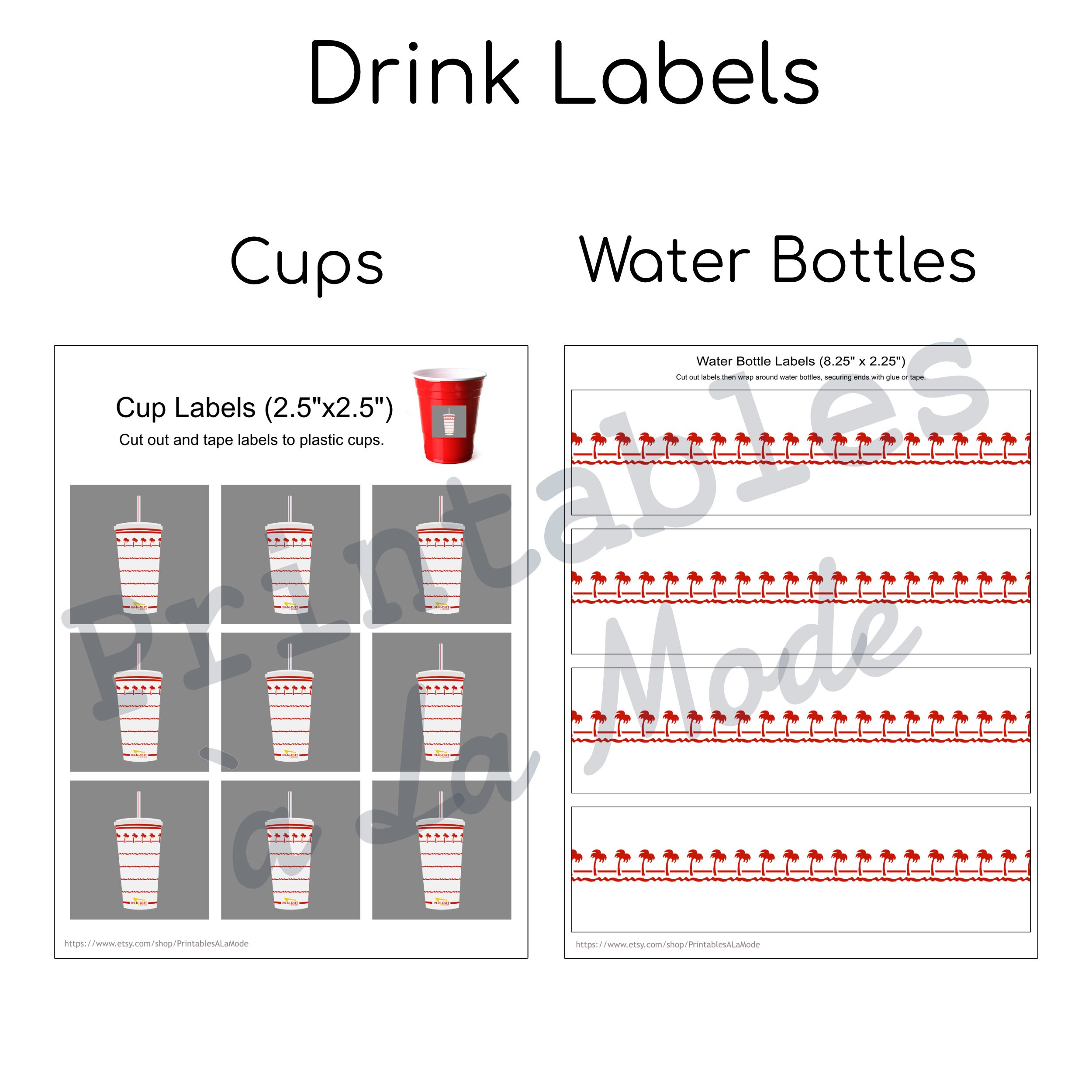 In-n-out Party Pack Printables Bundle Digital Files Only - Etsy