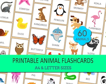 Animal Flashcards | Memory / Matching Skills Game | Toddlers, Children, Learning Activity | Instant PDF Download | A4 + 8.5" x 11" Sizes
