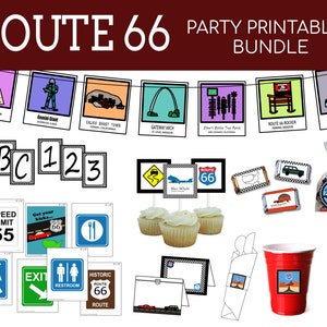Route 66 Party Pack Printables Bundle | Digital Files Only | Instant Download | 8.5&quot; x 11&quot; PDF Pages