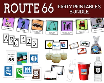 Route 66 Party Pack Printables Bundle | Digital Files Only | Instant Download | 8.5" x 11" PDF Pages