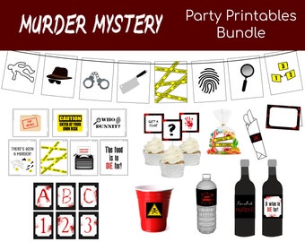 Murder Mystery Party Pack Printables Bundle | Digital Files Only | Instant Download | 8.5&quot; x 11&quot; PDF Pages
