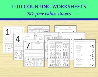 1-10 Counting Worksheet Printables | Classroom / Homeschool / Learning  / Toddler / Kindergarten | Instant PDF Download | 8.5" x 11"