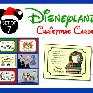 Disneyland-Inspired Christmas Cards | Set of 7 Printable Cards | Blank Inside | Instant Download | 8.5&quot;x11&quot; (7&quot;x5&quot; Folded) + A4 Sizes