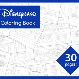 Disneyland Printable Coloring Book | 30 Coloring Pages | Instant Download | PDF File | 8.5"x11" and A4 Sizes Included