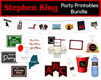 Stephen King Party Pack Printables Bundle | Digital Files Only | Instant Download | 8.5" x 11" PDF Pages