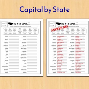 Estados y capitales de EE. UU. / Hojas de trabajo de cuestionarios minimalistas, tarjetas flash y plantilla de investigación / Descarga instantánea de PDF / 8.5"x11" imagen 5