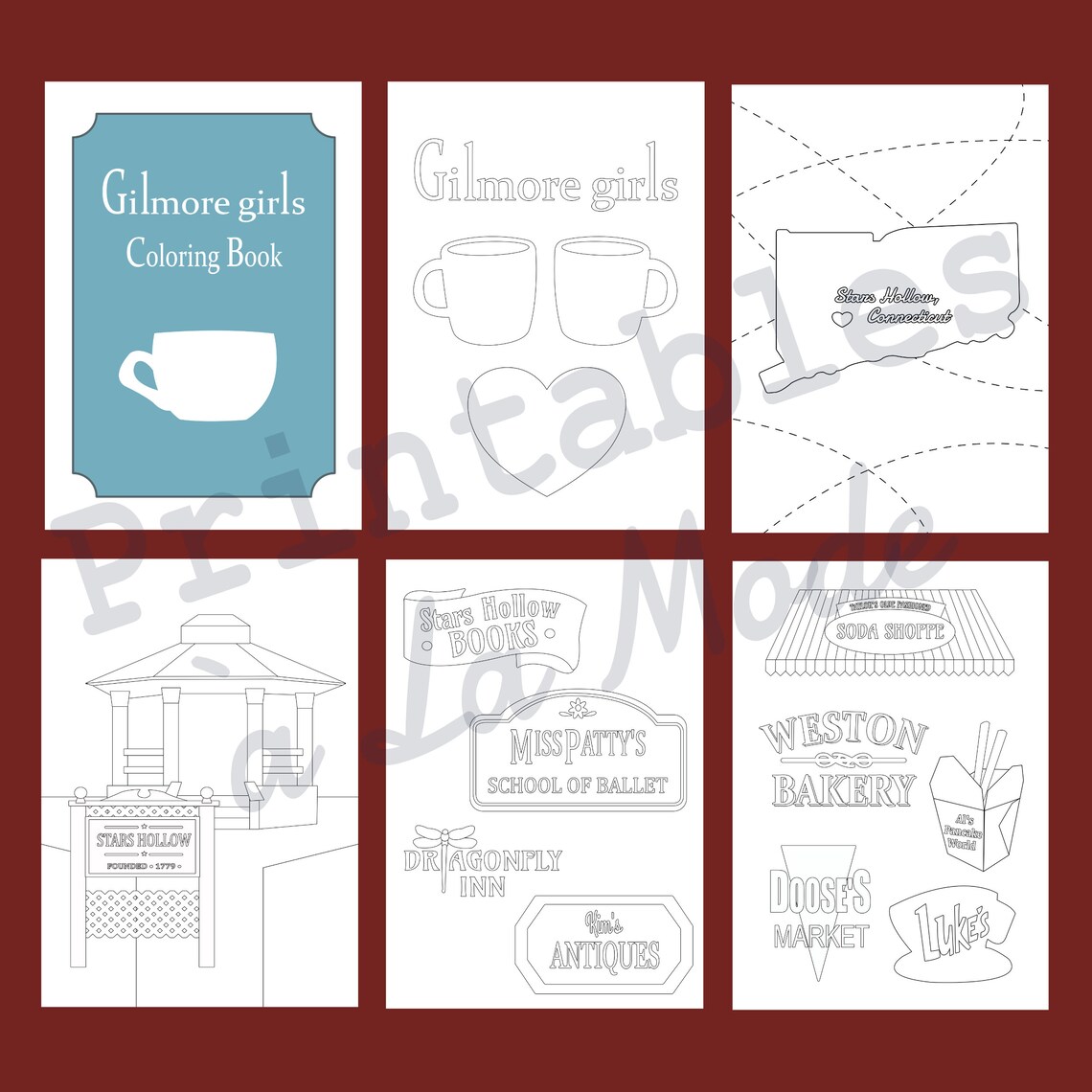 Gilmore Girls Printable Coloring Book 25 Coloring Pages | Etsy